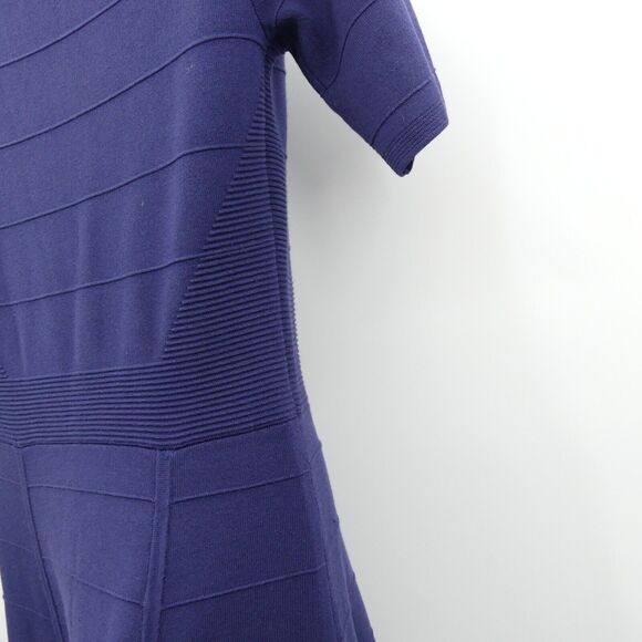 Ann Taylor Fit & Flare Sweater Dress Size M Navy Blue Office Minimalist Capsule - Picture 4 of 6